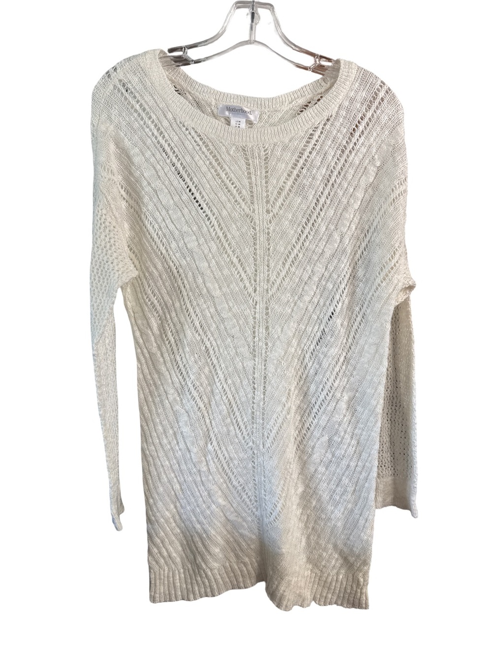 Motherhood Cream Open-Knit Scoop Neck Sweater